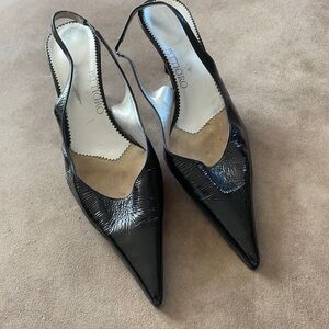 🤩host Pick🤩 𝅺Pitti Oro Vero Cuoio Patent Leather Euro Thin Heel Slingback